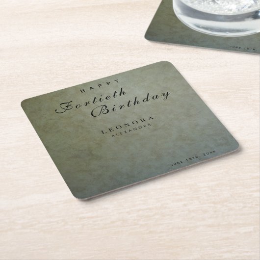 Elegant Sage Gold ELKE verjaardagsfeestje Kartonnen Onderzetters (Schuin)