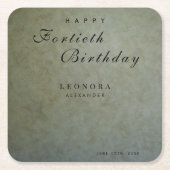 Elegant Sage Gold ELKE verjaardagsfeestje Kartonnen Onderzetters (Voorkant)