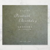 Elegant Sage Gold ELKE verjaardagsfeestje Sparkling Wijnetiket (Enkel label)