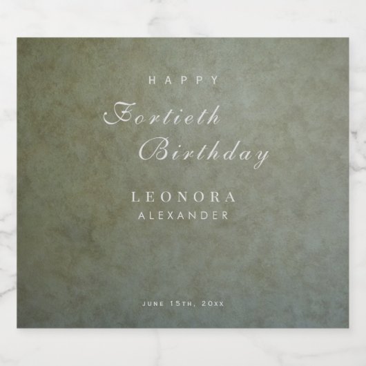 Elegant Sage Gold ELKE verjaardagsfeestje Sparkling Wijnetiket (Enkel label)