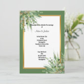 ELEGANT SAGE GOLD EUCALYPTUS WEDDING INVITATION KAART (Staand voorkant)
