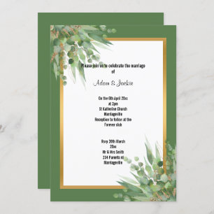 ELEGANT SAGE GOLD EUCALYPTUS WEDDING INVITATION KAART