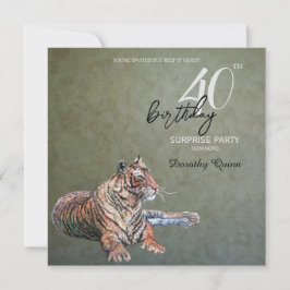 Elegant Sage Gold Tiger verrassingsfeest Kaart