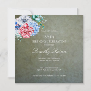 Elegant Sage Gold Waterverf Floral Birthday Kaart