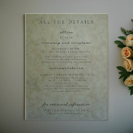 Elegant Sage Gold Wedding Details Behuizing Kaarte Kaart