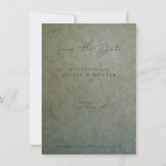 Elegant Sage Gold Wedding Save the Date Kaart (Voorkant)