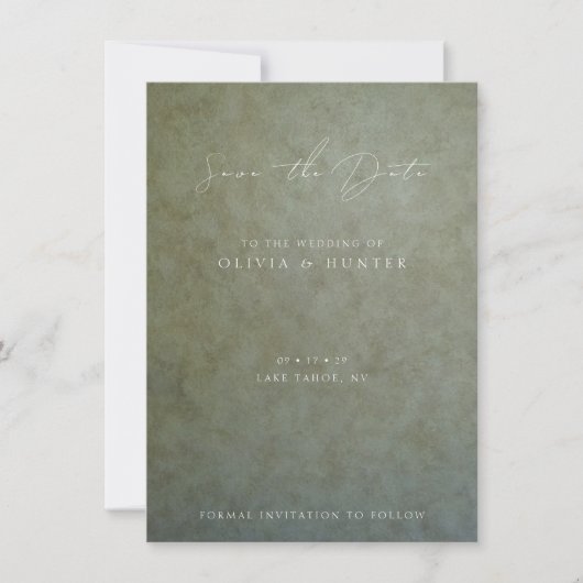 Elegant Sage Gold Wedding Save the Date Kaart (Voorkant)