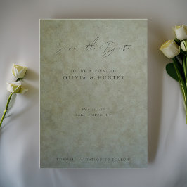 Elegant Sage Gold Wedding Save the Date Kaart