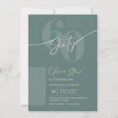 Elegant Sage Gray 60th Birthday Invitation Kaart (Voorkant)