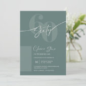 Elegant Sage Gray 60th Birthday Invitation Kaart (Staand voorkant)