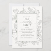 Elegant Sage Green 50e verjaardag Floral Line Art Kaart (Voorkant)