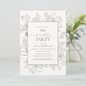 Elegant Sage Green 50e verjaardag Floral Line Art Kaart (Staand voorkant)