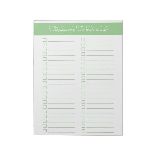 Elegant Sage Green 8.5x11 Two Column Checklist Notitieblok (Linkerzijde)
