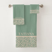 Elegant Sage Green Abstract Bad Handdoek (Insitu)
