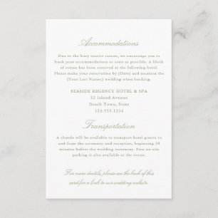 Elegant Sage Green Accommodatie Vervoer QR Informatiekaartje