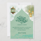 Elegant Sage Green and Gold Lantern Iftar Dinner Kaart (Achterkant)