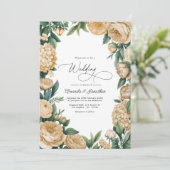 Elegant Sage Green and Sandstone Floral Wedding Kaart (Staand voorkant)