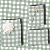 Elegant Sage Green and White Gingham Holiday  Inpakpapier Vel