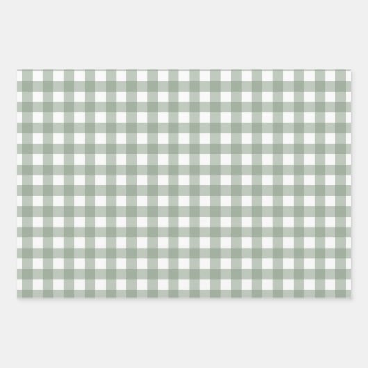 Elegant Sage Green and White Gingham Holiday  Inpakpapier Vel (Voorkant 3)