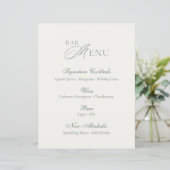 Elegant Sage Green Bar Menu Wedding Sign (Staand voorkant)