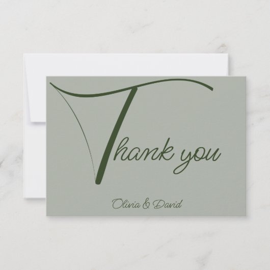 Elegant Sage Green Bedankkaart (Voorkant)