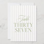Elegant Sage Green & Beige Wedding 37 Table Number Kaart (Achterkant)
