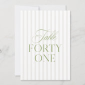 Elegant Sage Green & Beige Wedding 41 Table Number Kaart (Voorkant)