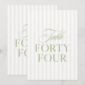 Elegant Sage Green & Beige Wedding 44 Table Number Kaart (Voorkant / Achterkant)