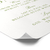 Elegant Sage Green & Beige Wedding Bar Sign Poster (Hoek)