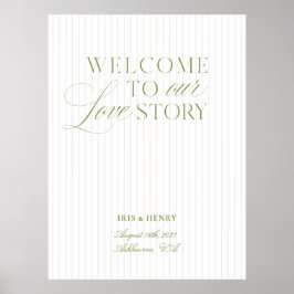 Elegant Sage Green & Beige Wedding Welcome Sign Poster