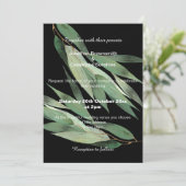 ELEGANT SAGE GREEN BLACK EUCALYPTUS WEDING KAART (Staand voorkant)