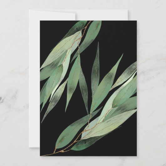 ELEGANT SAGE GREEN BLACK EUCALYPTUS WEDING KAART (Achterkant)