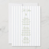 Elegant Sage Green & Blue Striped Wedding Menu Kaart (Voorkant)