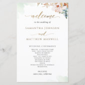 Elegant Sage Green Blush Floral Wedding Programme (Voorkant)