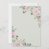 Elegant Sage Green Blush Pink Brown Floral Wedding Kaart (Achterkant)