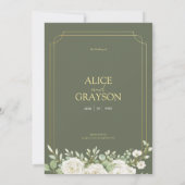 Elegant Sage Green Boho Floral Modern Wedding  Kaart (Achterkant)