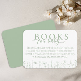Elegant Sage Green Books for Baby Card Informatiekaartje