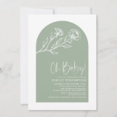 Elegant Sage Green Botanical Boho Baby shower Kaart (Voorkant)