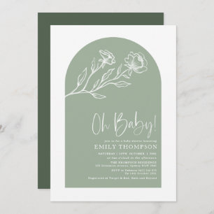 Elegant Sage Green Botanical Boho Baby shower Kaart