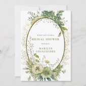 Elegant Sage Green Botanical Bridal Shower | Kaart (Voorkant)