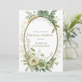 Elegant Sage Green Botanical Bridal Shower | Kaart (Staand voorkant)