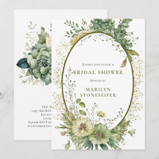 Elegant Sage Green Botanical Bridal Shower | Kaart
