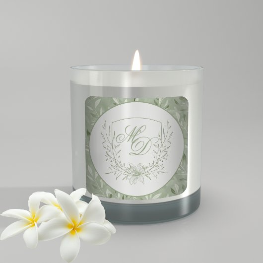 Elegant Sage Green Botanical Crest Wedding Vierkante Sticker