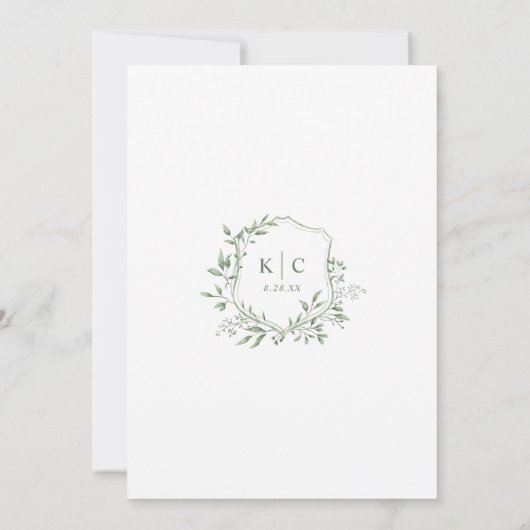 Elegant Sage Green Botanical Garden Wedding Kaart (Achterkant)