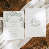 Elegant Sage Green Botanical Garden Wedding Kaart