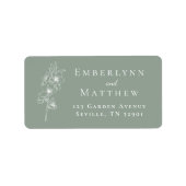 Elegant Sage Green Botanical Wedding Address Etiket (Voorkant)