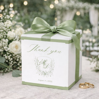 Elegant Sage Green Botanical Wedding  Bedankdoosjes