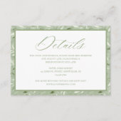 Elegant Sage Green Botanical Wedding Details Informatiekaartje (Voorkant)
