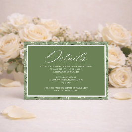 Elegant Sage Green Botanical Wedding Details Informatiekaartje