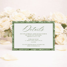 Elegant Sage Green Botanical Wedding Details Informatiekaartje